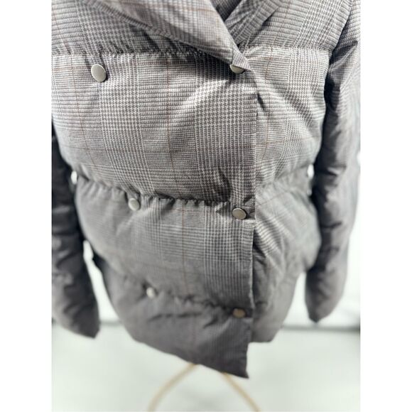 Theory Women's Jacket Grey Multi Glen Plaid Shawl Puffer Coat Size P - Picture 7 of 10